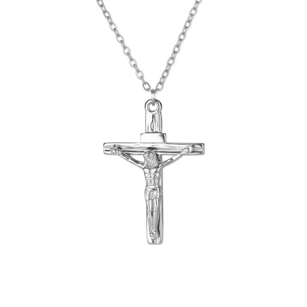 Christian Jesus Cross Necklace For Women Men Stainless Steel Chains Choker Religion Cross Pendants Jewelry Prayer Baptism Gifts