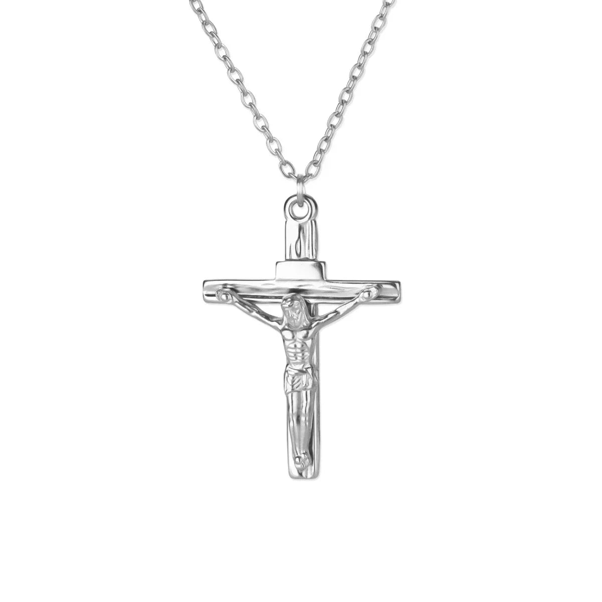 Christian Jesus Cross Necklace For Women Men Stainless Steel Chains Choker Religion Cross Pendants Jewelry Prayer Baptism Gifts